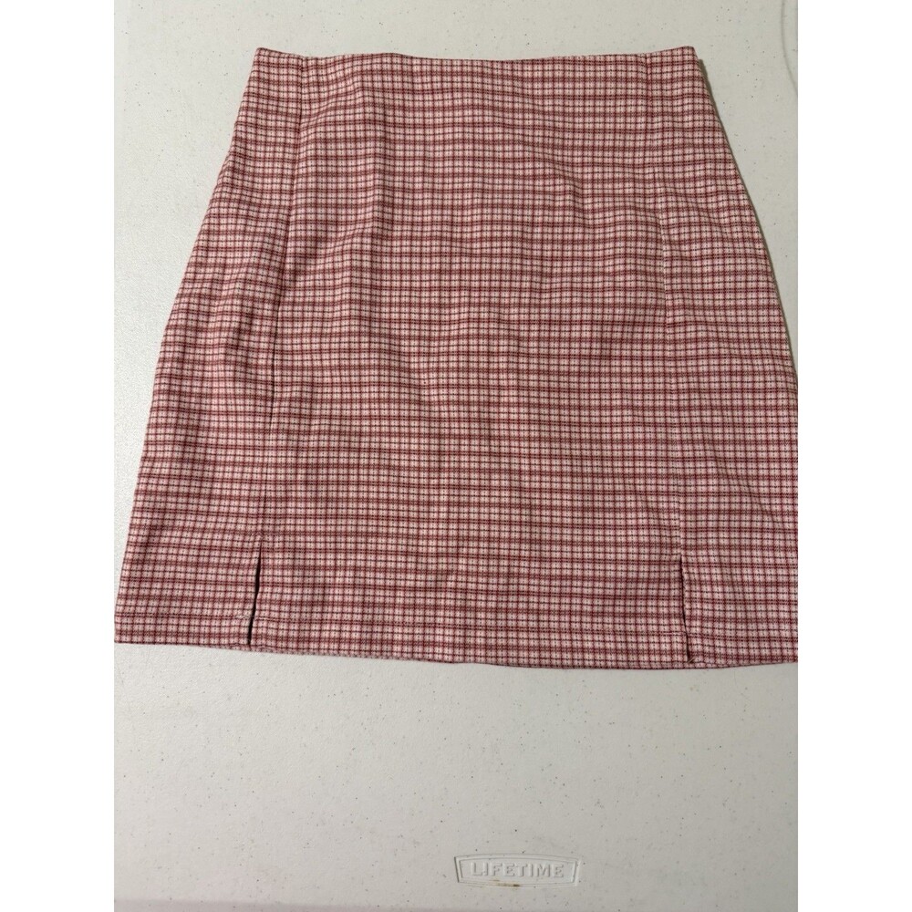Brandy Melville Cara Pink White Plaid Mini Skirt XS Y2K Preppy